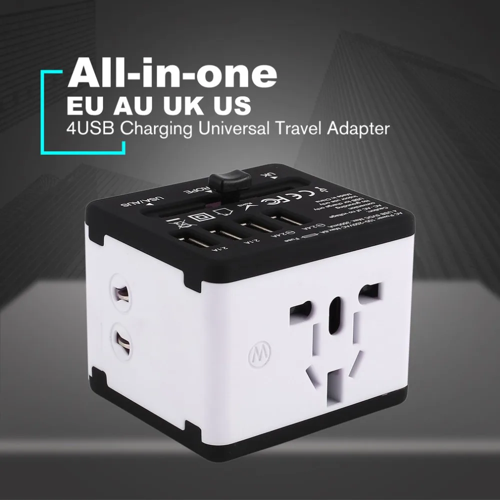 Новый JY-190 4USB зарядка Универсальный дорожный адаптер Все-в-одном международный