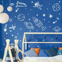 outer space wall decal cosmos stickers planets earth rocket astronaut vinyl wall sticker for boys bedroom playroom decor g579