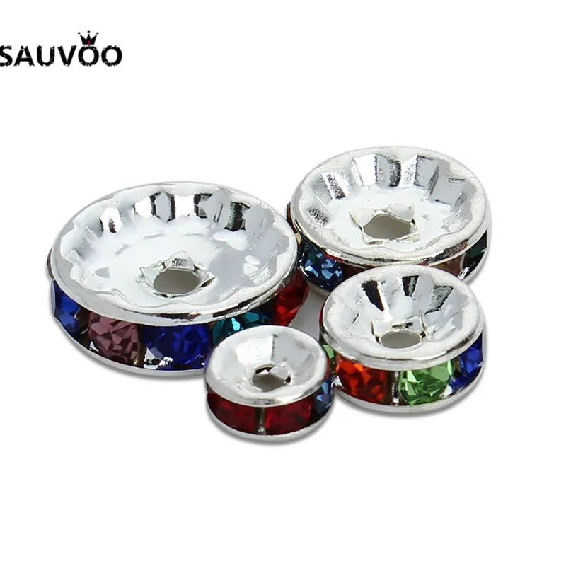 Золотистые/Серебристые плоские бусины-разделители SAUVOO 50 шт. 6 мм 8 10 12 для