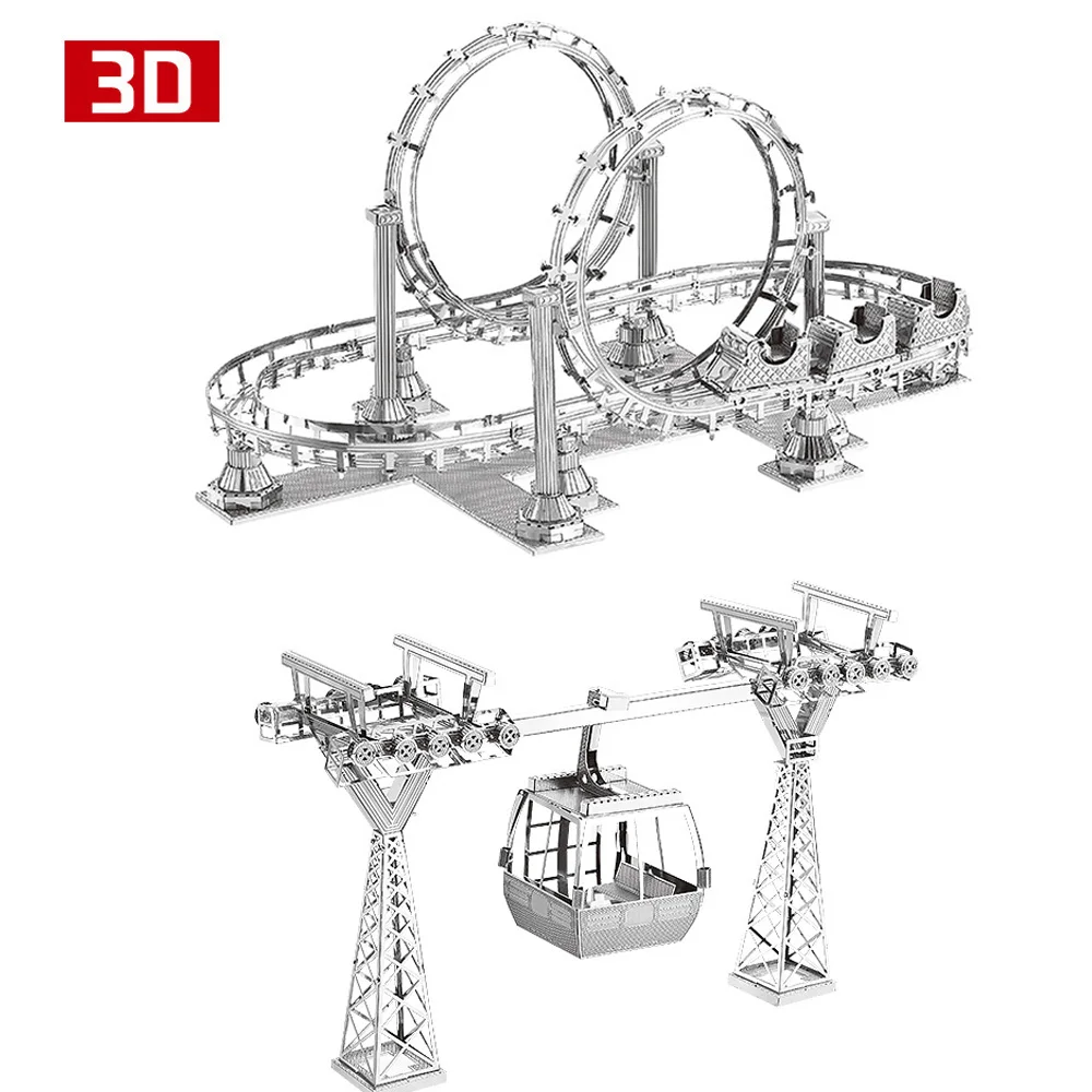 2 шт. 3D металлический нано головоломка Roller Coaster канатной собрать модель набор