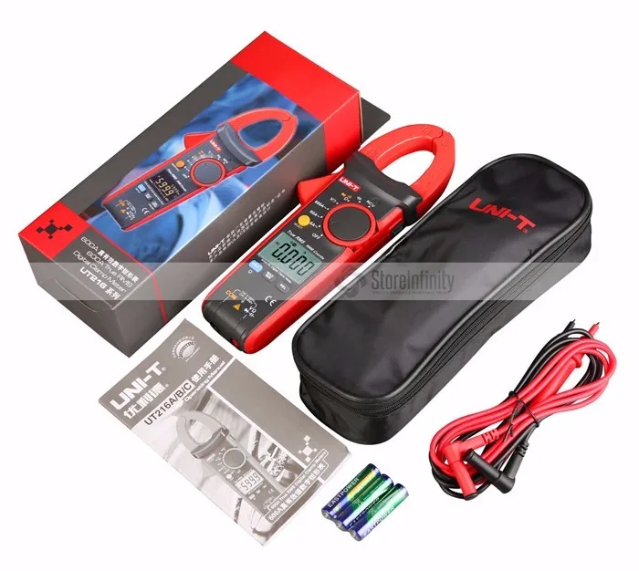 UNI-T UT216C True RMS цифровой клещи частота емкость температура и NCV Тестер AC/DC 600A