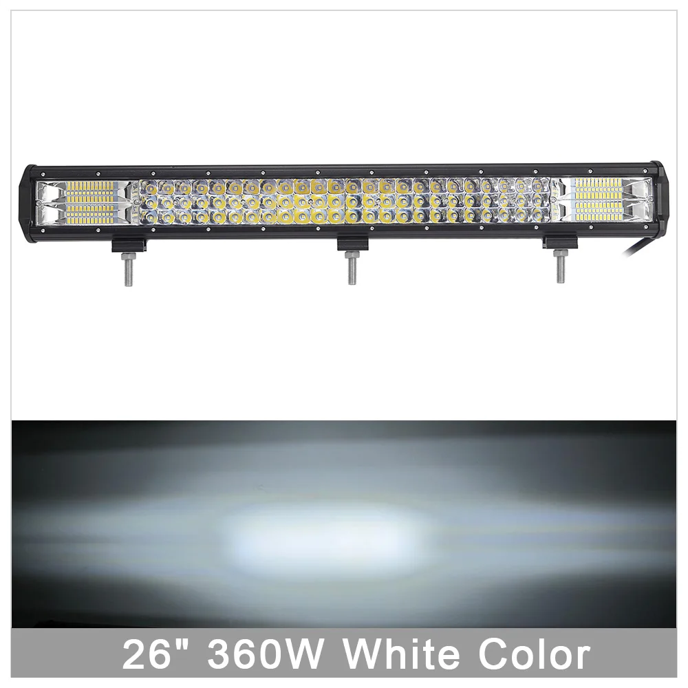 2" 26" 2" 32 дюйма 3 ряда 12 В 24 В светодиодный бар для лодочного грузовика 4WD ATV UTV SUV 4x4 внедорожный рабочий светильник комбинированный луч Янтарный светильник для вождения s - Цвет: 360W White NK