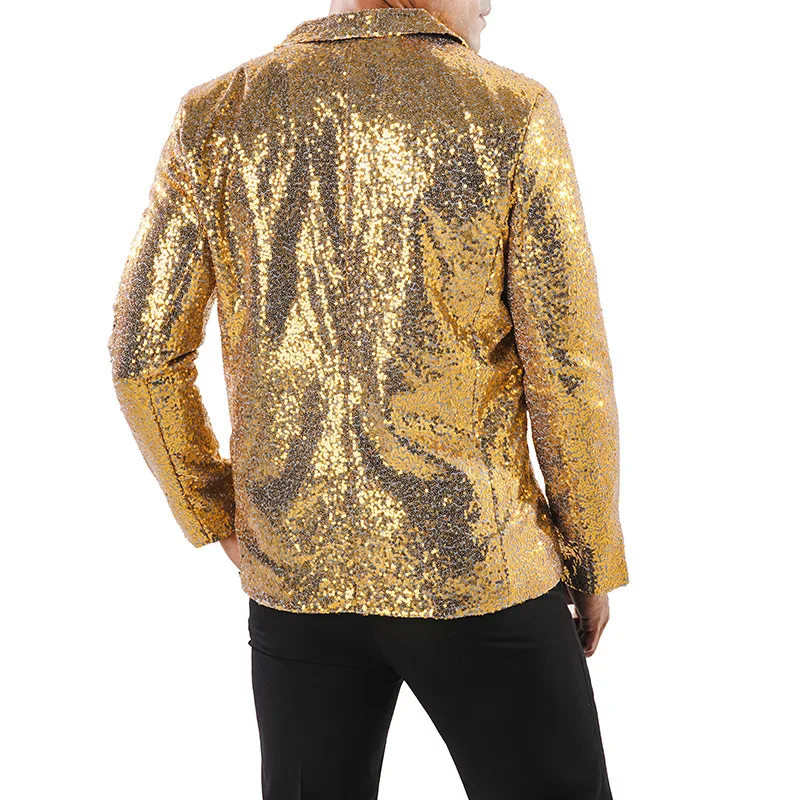 

Blue Glitter Blazer Men Casual Slim Fit Single Button Male Suit Jacket Blazers Party Stage Singer Host Night Club Costume Homme