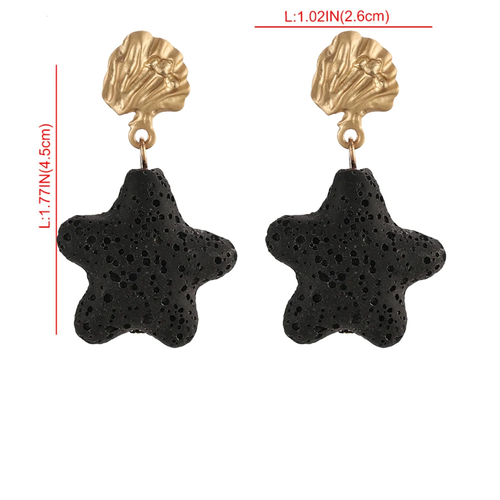 Alloy Starfish Drop Earrings For Women Black/White Color Pentagram Stone Earring Bohemia Big Earing Fashion Jewelry | Украшения и