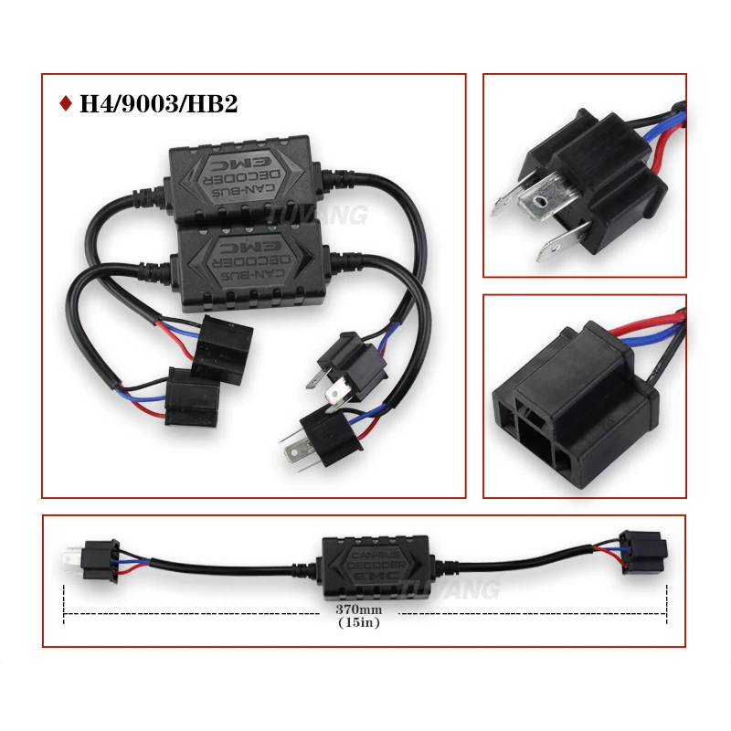2x автомобиль светодиодный декодер H1 H3 H4 H7 H8 H11 H13 9005 9006 9004 9007 EMC CAN-шина с компенсатором помех фары Противотуманные фары DRL IC без ошибок