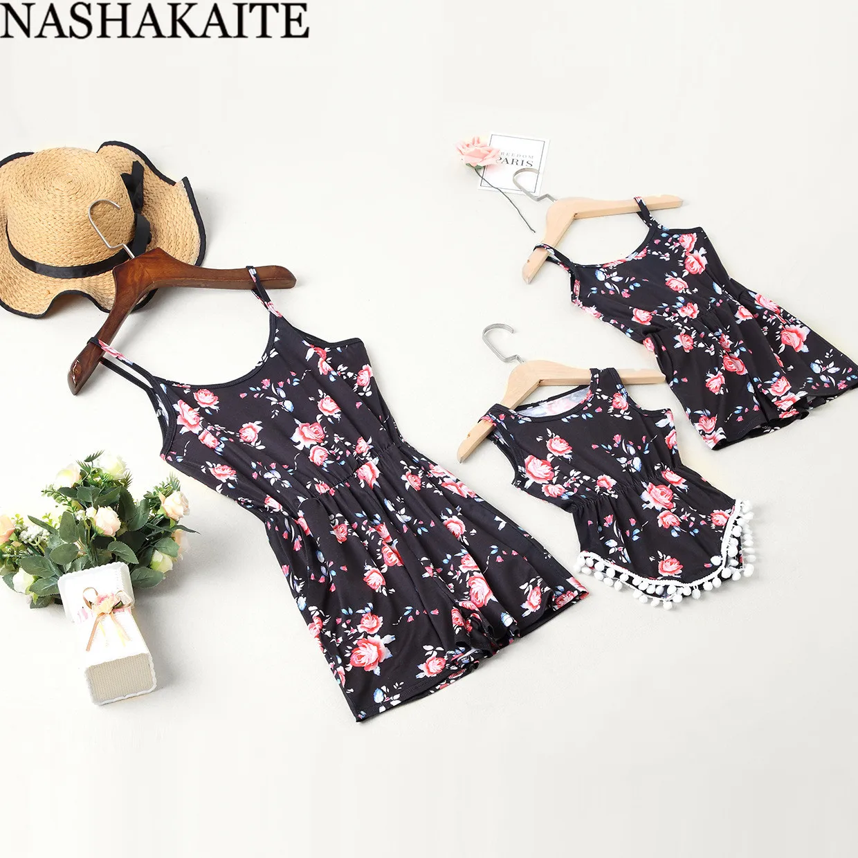 NASHAKAITE/Одежда для мамы и дочки; Комбинезоны на бретельках с принтом; Детский комбинезон; пляжные вечерние комбинезоны; одежда для мамы и меня