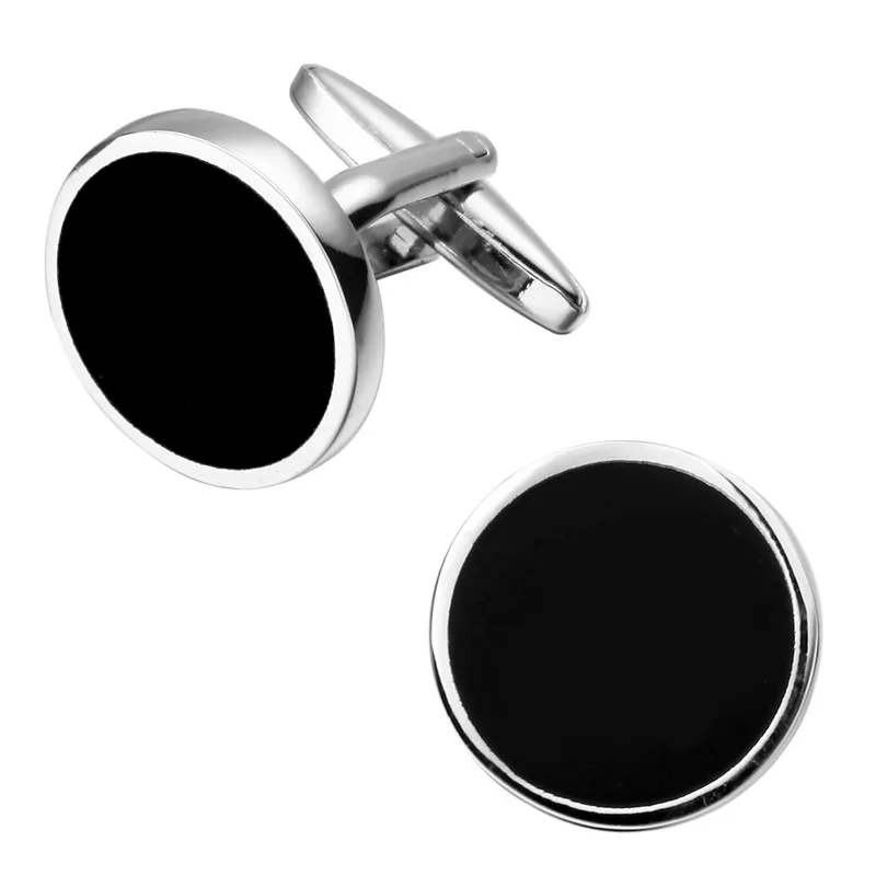 High Quality French enamel round black Cufflink For Mens Shirt Brand suit Cuff Buttons Top sale Links Jewelry | Украшения и