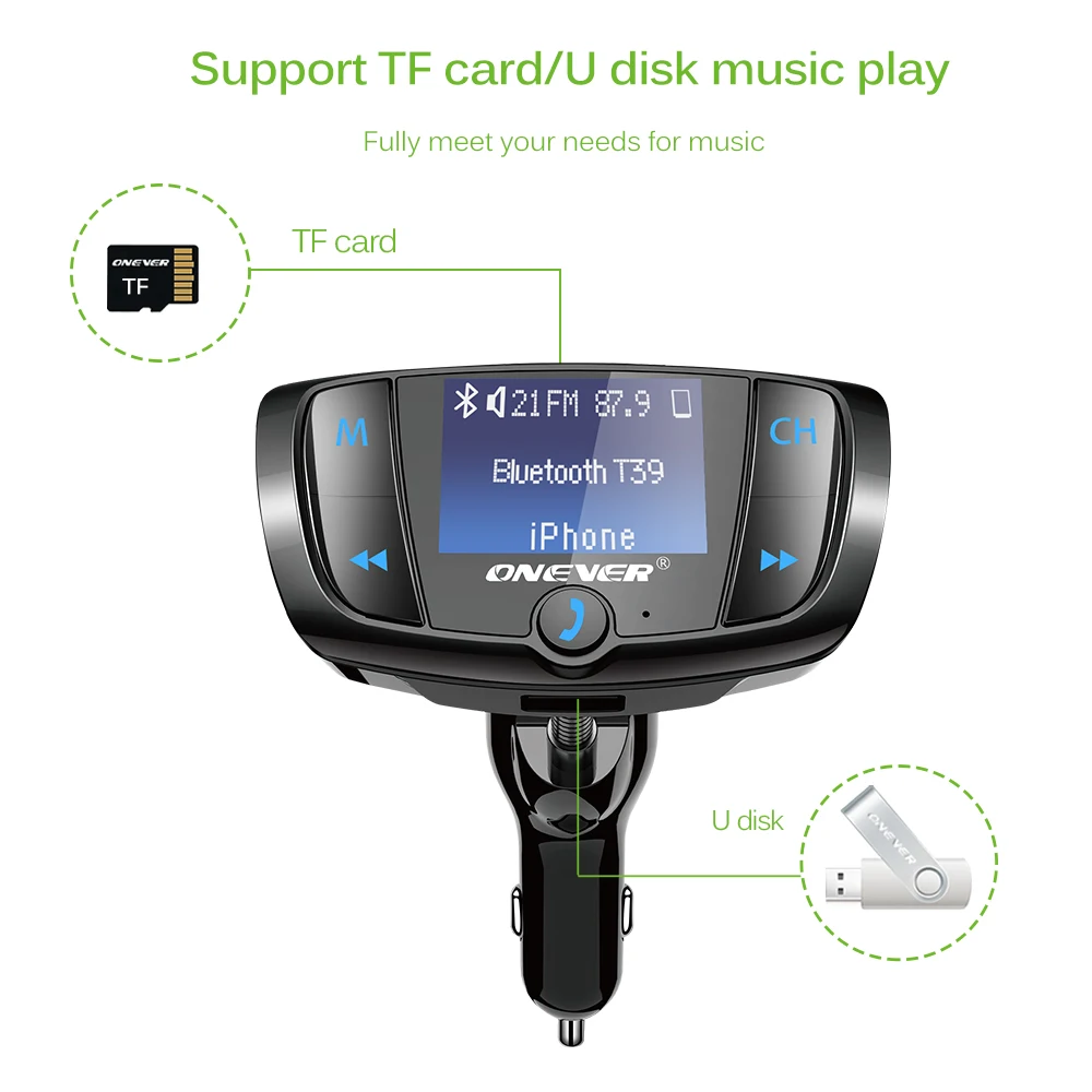 Bluetooth fm передатчик с быстрой зарядкой 3 0 Автомобильное зарядное устройство