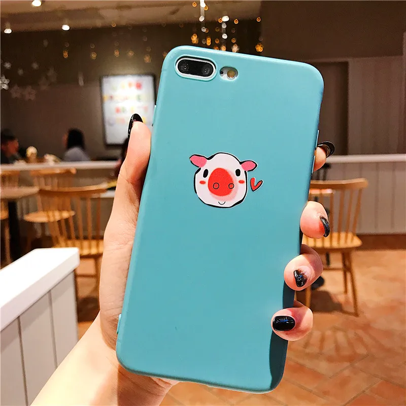 Lovely pig's head Phone Cases For iphone 6 6S 7 8 Plus case candy color Ultra Thin Soft Shell Cover X XR XS MAX cases |