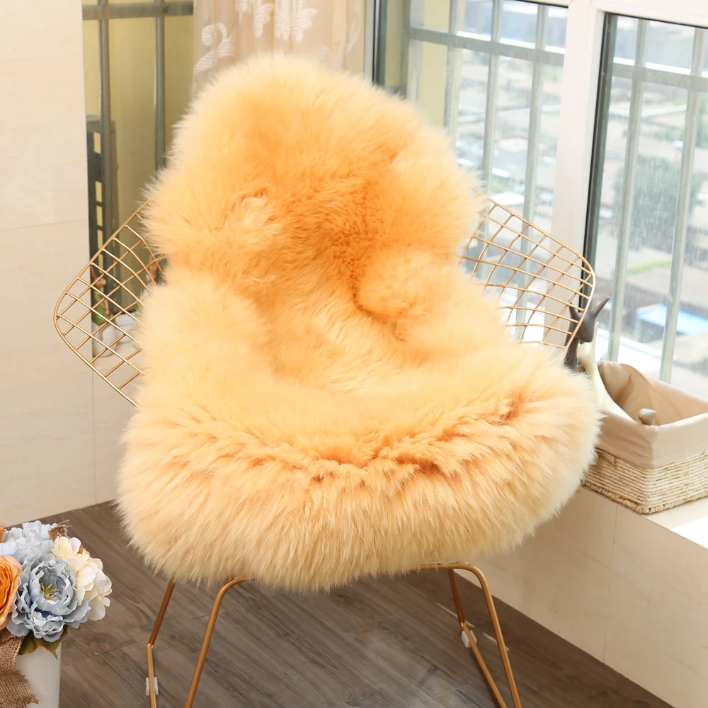 MUZZI 100% real Sheepskin Chair Cover Warm Hairy Carpet Seat