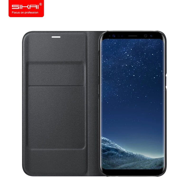 100% Оригинальные светодио дный Флип Бумажник для samsung S8 плюс Смарт кожаный чехол