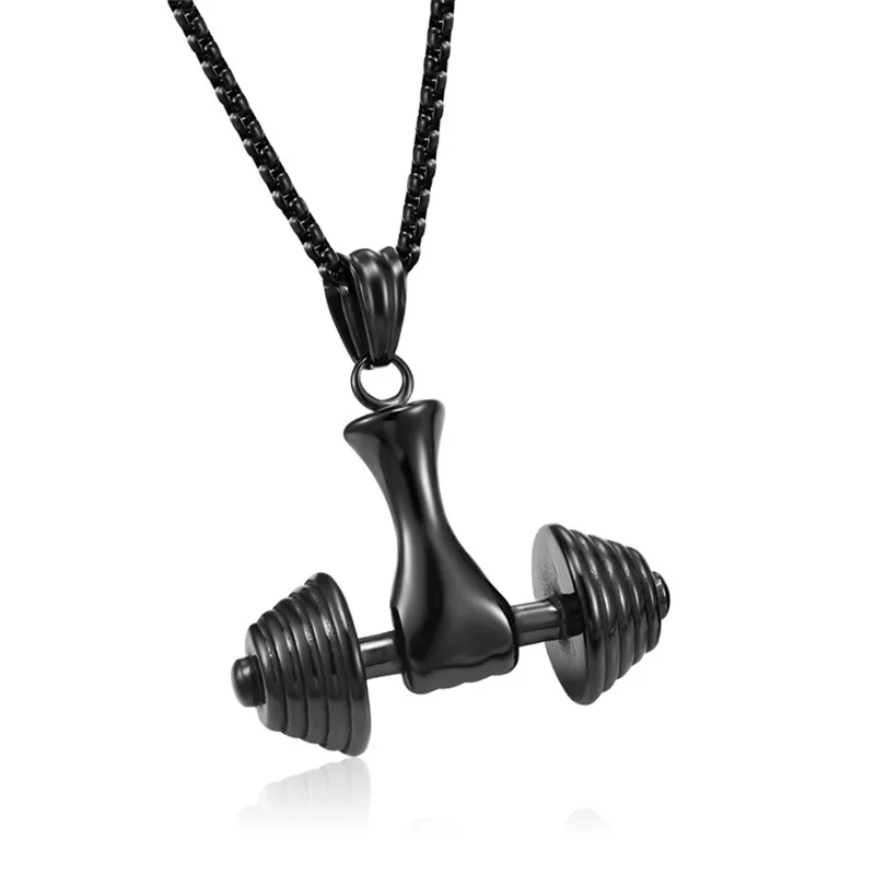 Gym Sport Charm Pendant Necklace Women Men Jewelry Gold Color Fitness Necklaces& Pendants