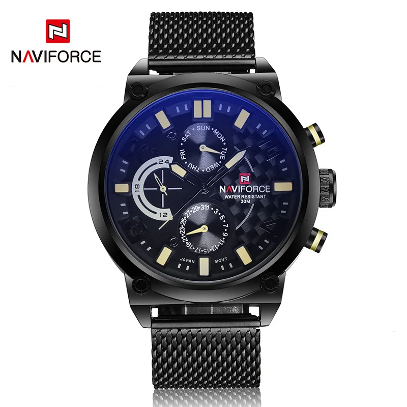 NAVIFORCE Роскошные Брендовые мужские кварцевые часы спортивные военные наручные
