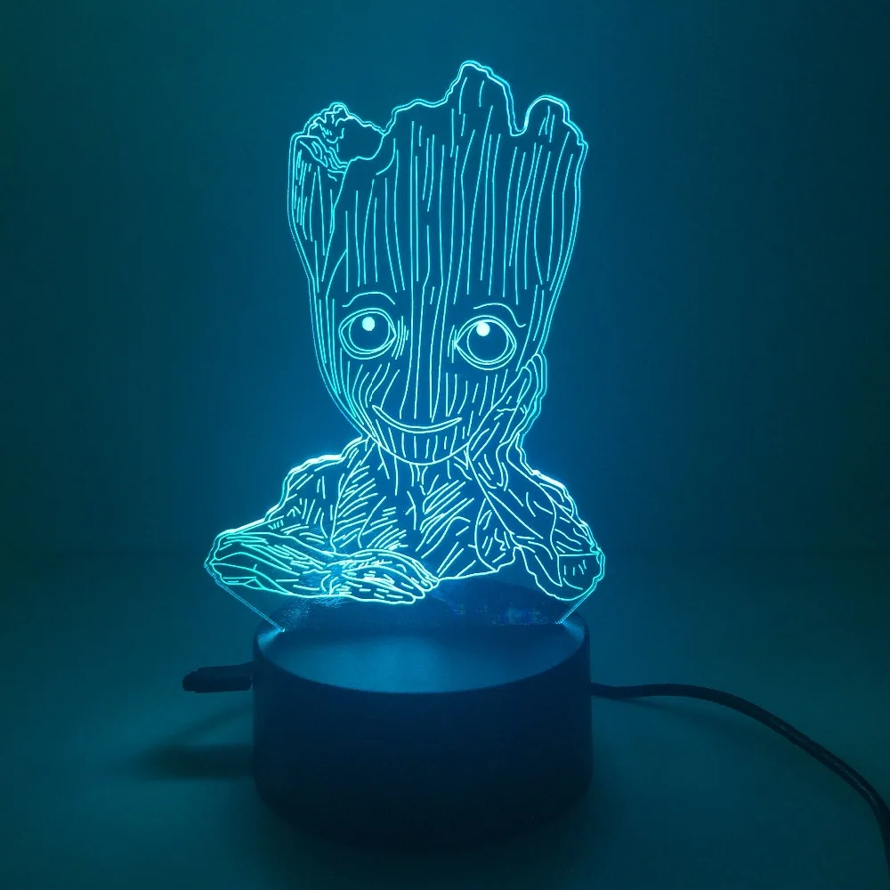 2019 г. Groot 3D светодиодный Ночной светильник креативная электрическая иллюзия 3d для