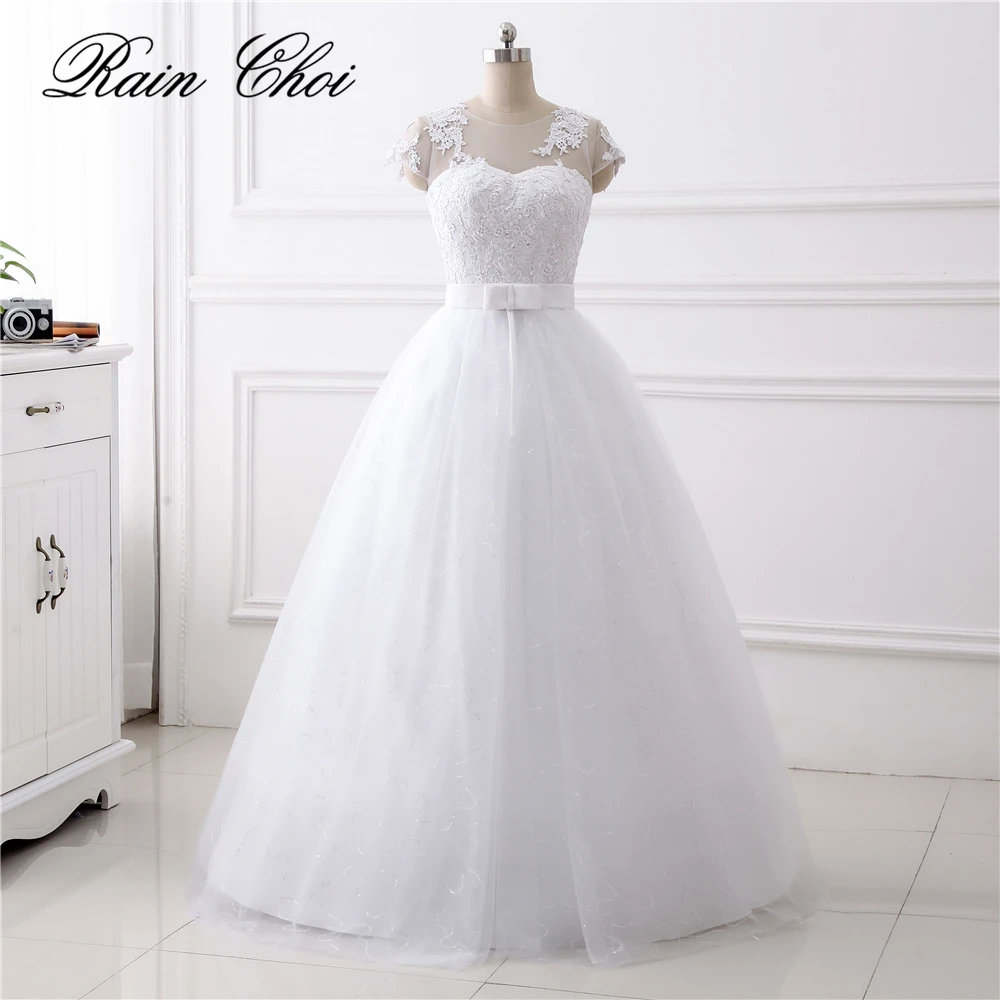 Vestido de novia Lace Ball Gown Wedding dress Cap sleeve Lace Up back Bridal gown Lace with Tulle