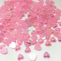 400pcs 8mm pink ab color resin heart flatbacks cabochons cardmaking wedding embellishments confetti crafts