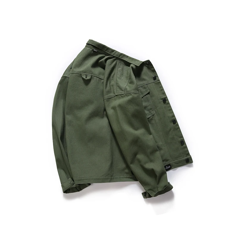 Plus Size 5XL 6XL 7XL Spring Men's Casual Tooling Denim Jacket Fashion 100% Cotton Wild Army Green Coat Brand Clothing | Мужская
