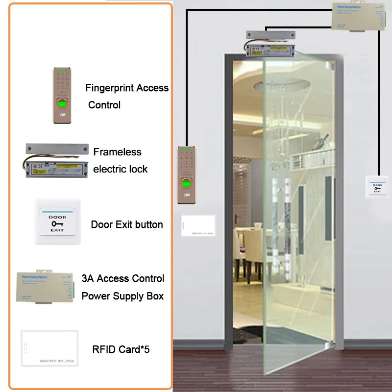 Access Control Set Eseye RFID система контроля доступа Комплект Дверной замок набор Электрический магнитный замок ID карта Мощность Поставщик коробка дверь кнопка выхода - Цвет: Access Control Set