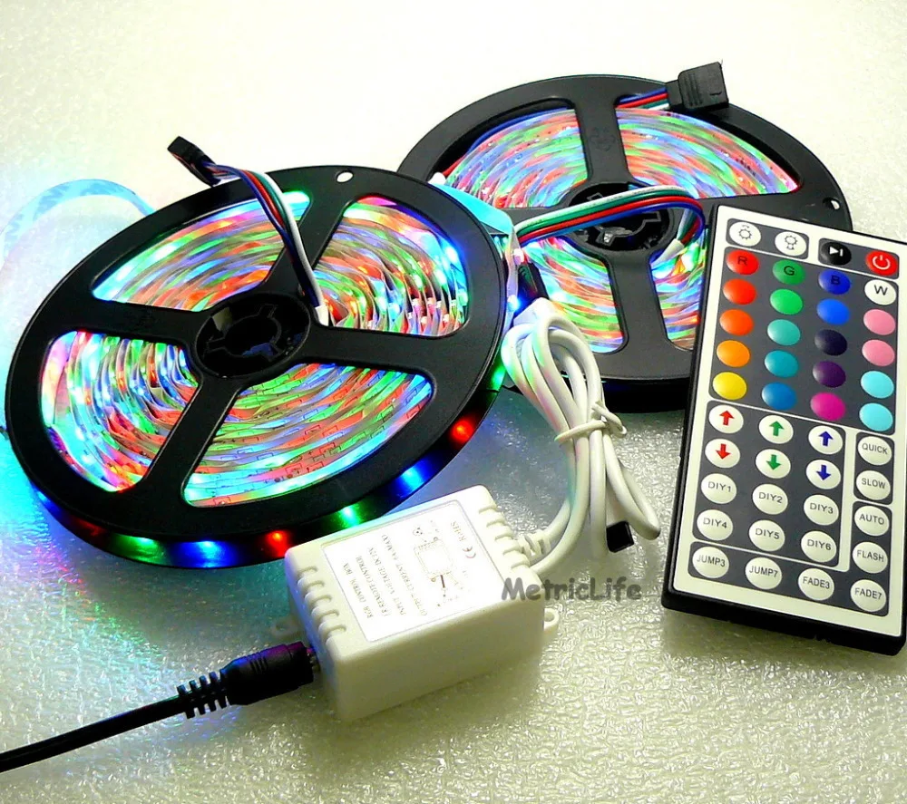 10 м 3528 SMD RGB 600 светодиодов 2x5 Светодиодная лента лампа 44 клавишная ИК система