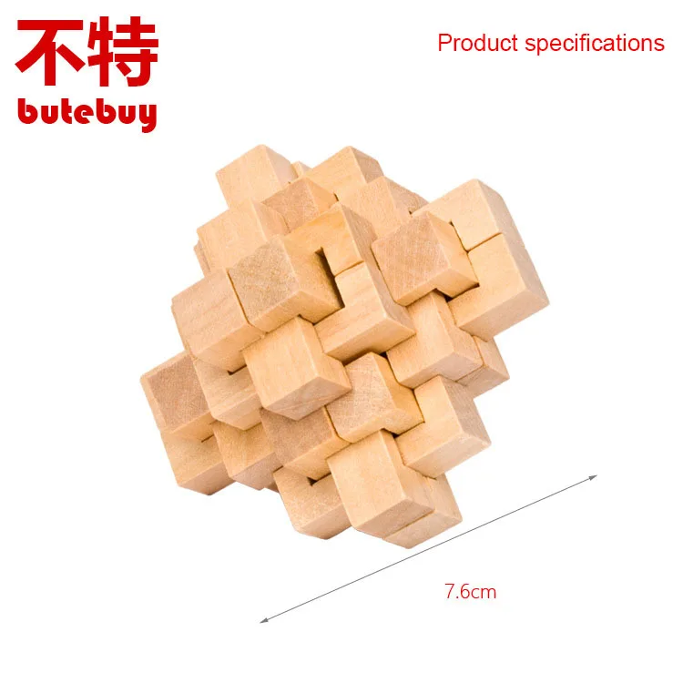 butebuy Kong Ming Luban Lock Chinese Traditional Toy Unique 3D Wooden Puzzles Classical Intellectual Educational Toys for Kids | Игрушки и
