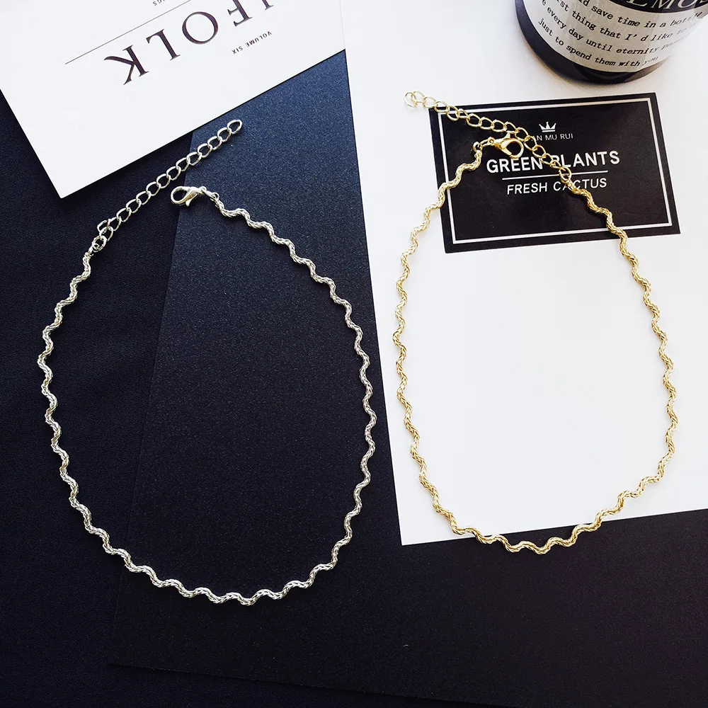 Простое шикарное южнокорейское волнистое ожерелье Catenary Collarbone ожерелье женщин колье ожерелье