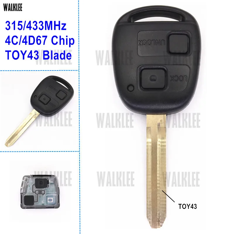 Дистанционный ключ WALKLEE подходит для Toyota Camry Prado Corolla 315 МГц или 433 | Автомобили и