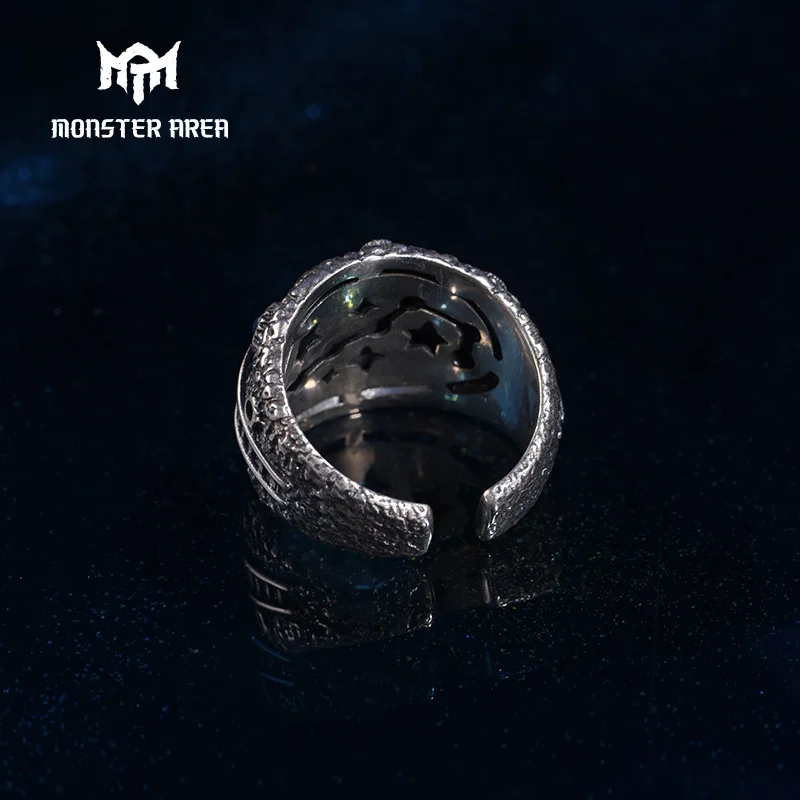 MONSTER AREA Luxury Sterling Silver Mens Ring Adjustable Trendy Classic Vintage Jewelry | Украшения и аксессуары