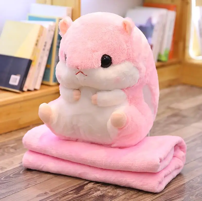 pink 1 шт. 40 см милый 3 в 1 плюшевая игрушка для хомяка kawaii животные подушка для хомяка с одеялом куклы мягкие игрушки детские подарки на день рождения - Цвет: pink