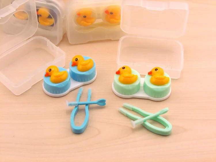 LIUSVENTINA простой милый прозрачный Гладкий чехол с желтой уткой для контактных линз