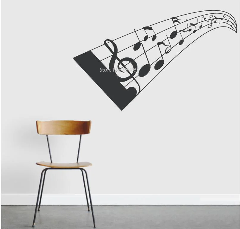 3D наклейки на стену в виде музыкальных нот креативный домашний декор