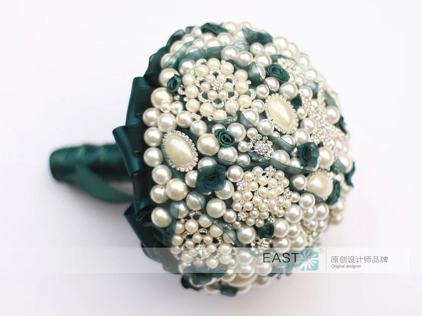 Бирюзовый синий жемчуг брошь букет невесты Кристалл Свадебный на заказ букеты |