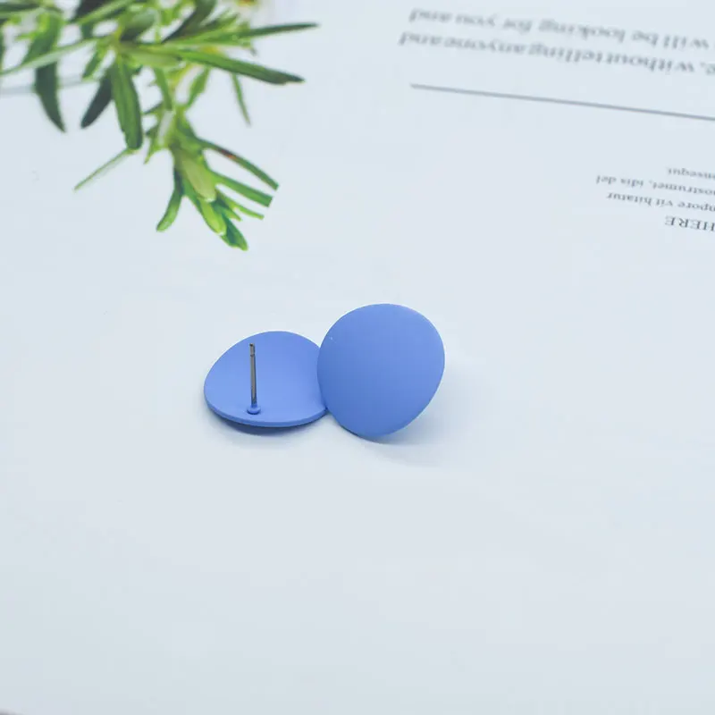 Blue Carvejewl серьги-гвоздики с резиновым покрытием, цветные круглые серьги-гвоздики для женщин, ювелирные изделия, подарок для девушек, милые новые модные корейские серьги - Окраска металла: Blue