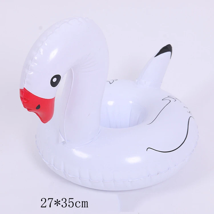 White Swan Надувной подстаканник Единорог Фламинго держатель для напитков плавательный бассейн поплавок купальный бассейн игрушка вечерние пляжные подстаканники для напитков поплавок - Цвет: White Swan
