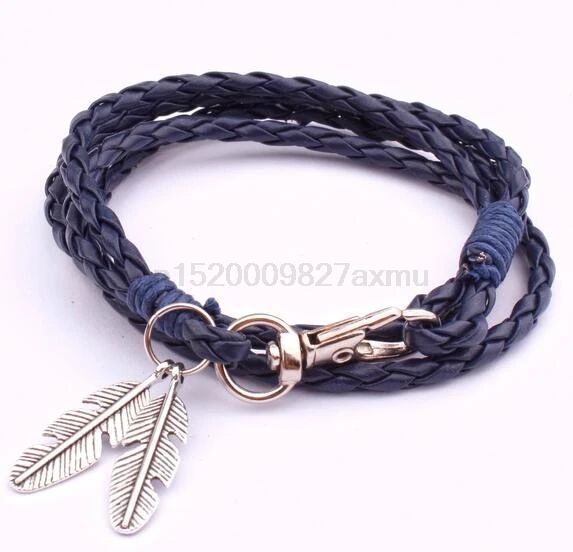 100 шт модные ювелирные изделия кожаные браслеты дружбы и перо браслет для женщин