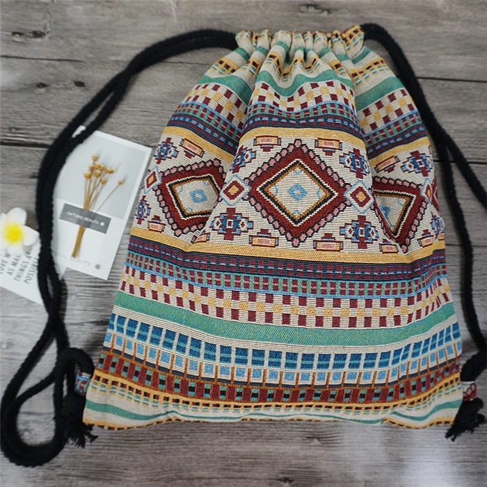 Lilyhood Для женщин ткань рюкзак женский Gypsy в богемном стиле бохо шик хиппи народная Племенной Ibiza коричневый Drawstring Рюкзак Сумки