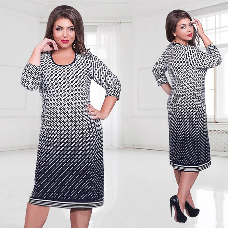 Женское осеннее платье с круглым вырезом большого размера|vestido de festa|plus size dressbig dress
