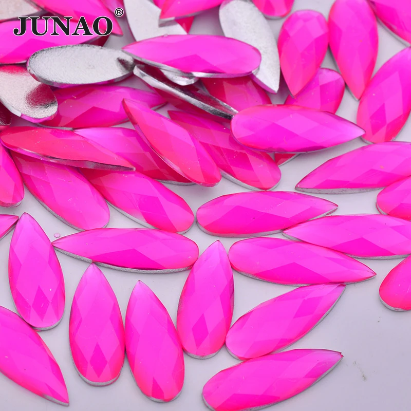 Неоново желтый стразы JUNAO 8*22 мм аппликация с плоской задней стороной большие
