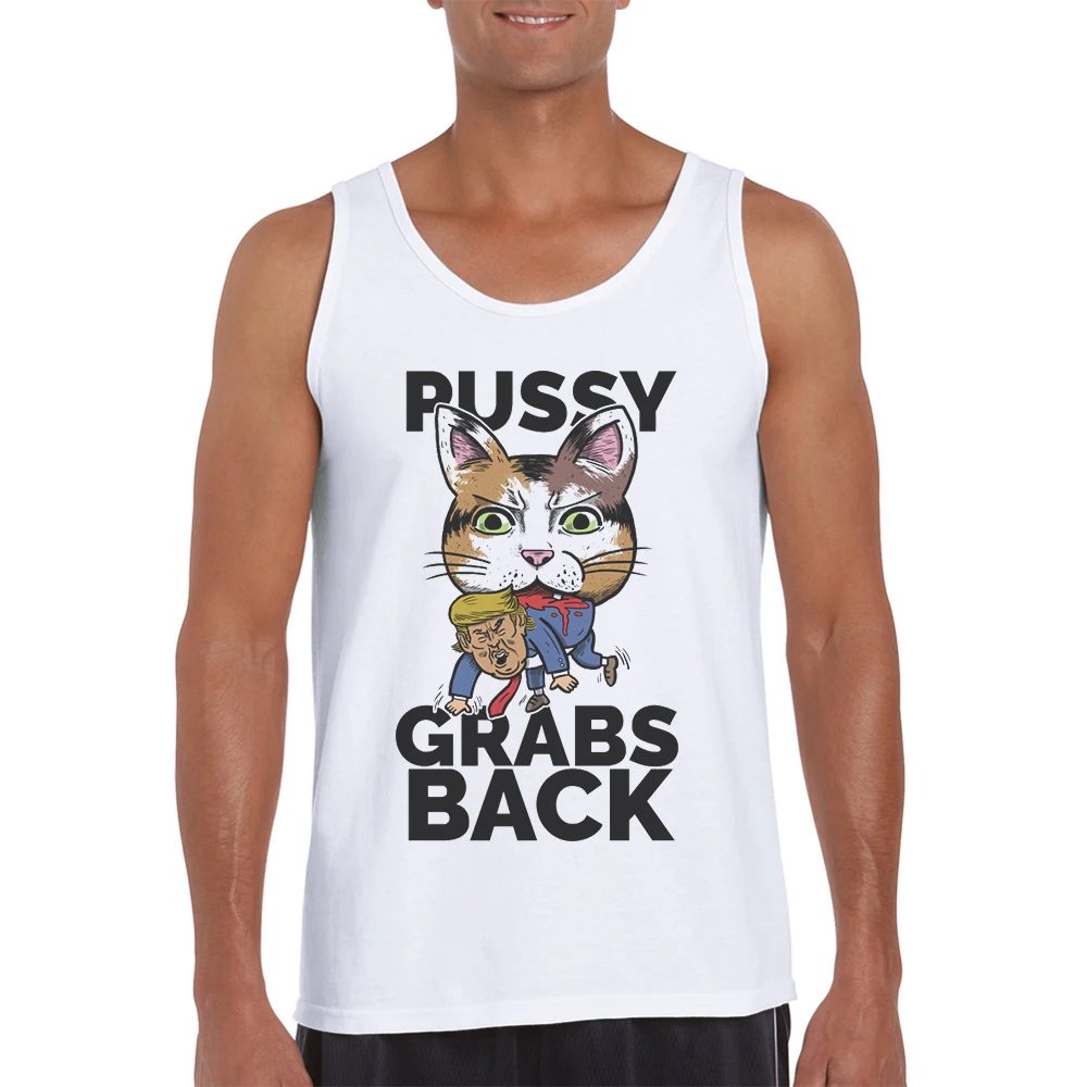 

Fashion New Design 2019 Summer Mens Tank Tops Cool Sleeveless Vest Comic Cat Trump Printed Fitness Clothing Men Tanktop