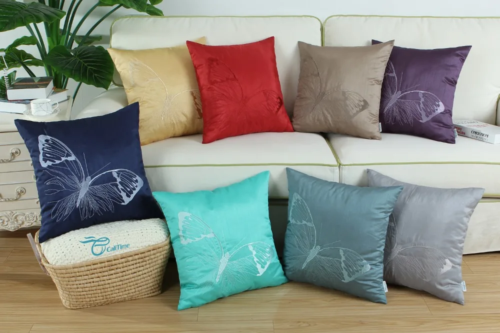 2 шт. квадратная наволочка CaliTime из искусственного шелка наволочки для подушек