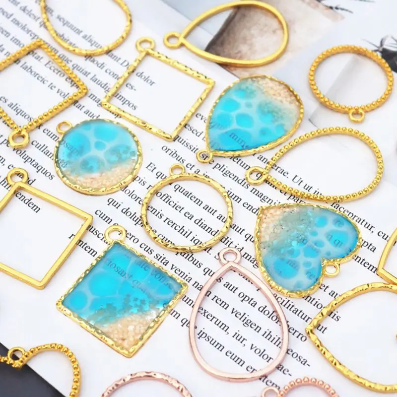 12 Pcs/set Simple DIY Crystal Epoxy Frame UV Glue Metal Frames Mold Pendant Jewelry Making Accessories | Украшения и аксессуары