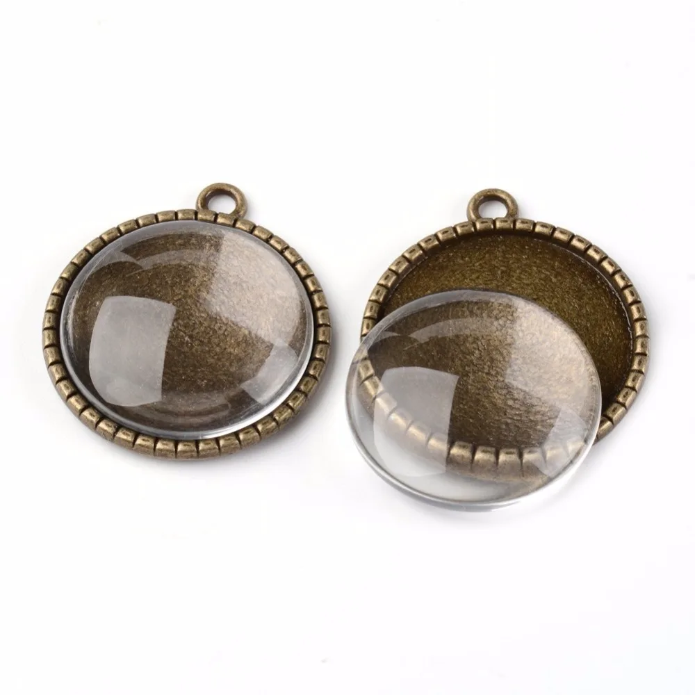 

10 sets 25mm Transparent Clear Domed Glass Cabochon Cover for Alloy Photo Pendant Making
