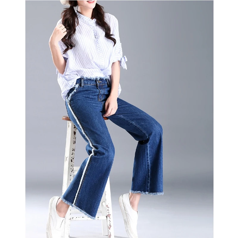 Новинка 2017 осенне-зимние женские широкие брюки джинсы модные популярные грубые