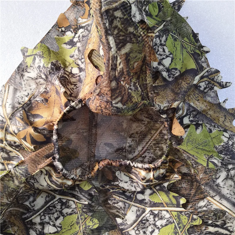 Кленовый лист шаблон Камуфляж ghillie Костюмы же стиль охотничьи шапки капюшон голова сетка глазное отверстие открытие шарф Охотничьи аксессуары