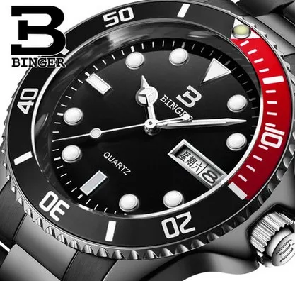 Оригинальные Роскошные мужские часы бингера полностью стальные с двойным