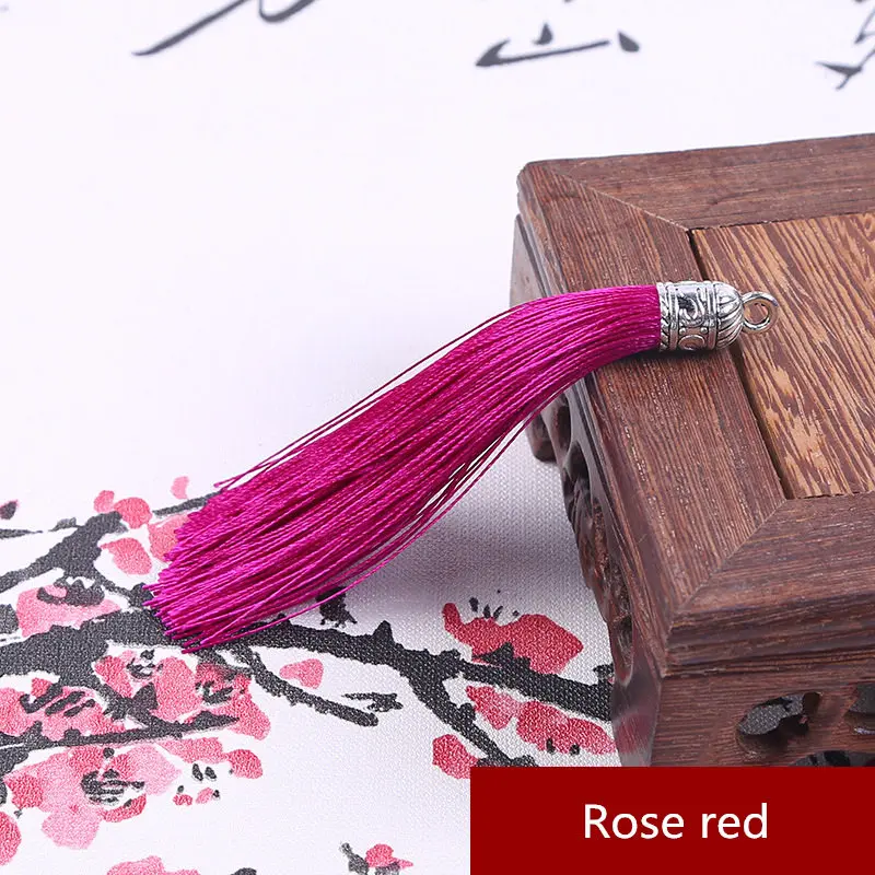 Rose red 10 шт. большой металлический колпачок кисточка ювелирные изделия занавески одежды декоративные аксессуары DIY Ключ сотовый телефон сумка бахрома отделка кисточки кулон - Цвет: Rose red