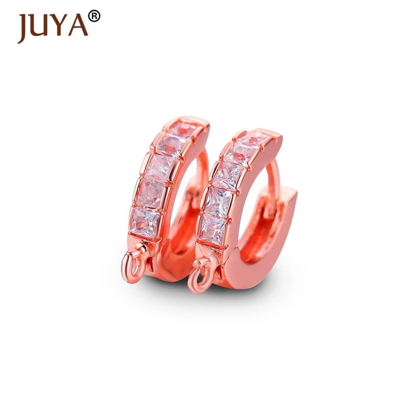 Rose Gold Роскошные креативные AAA кубический цирконий CZ крючки для серьг Застежки DIY серьги аксессуары левербэк застежки-крючки для серег компоненты швензы для сережек серьги застежки для сережек - Цвет: Rose Gold
