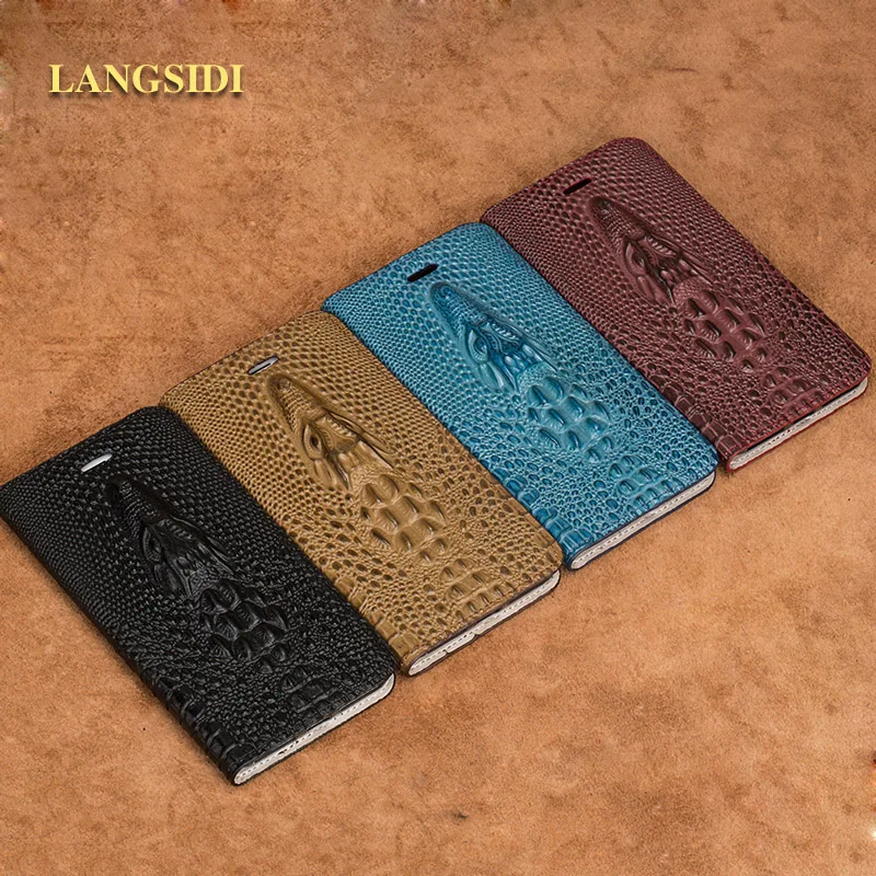 

Luxury brand phone case crocodile head clamshell leather phone case for VIVO X9 phone shell all handmade custom processing
