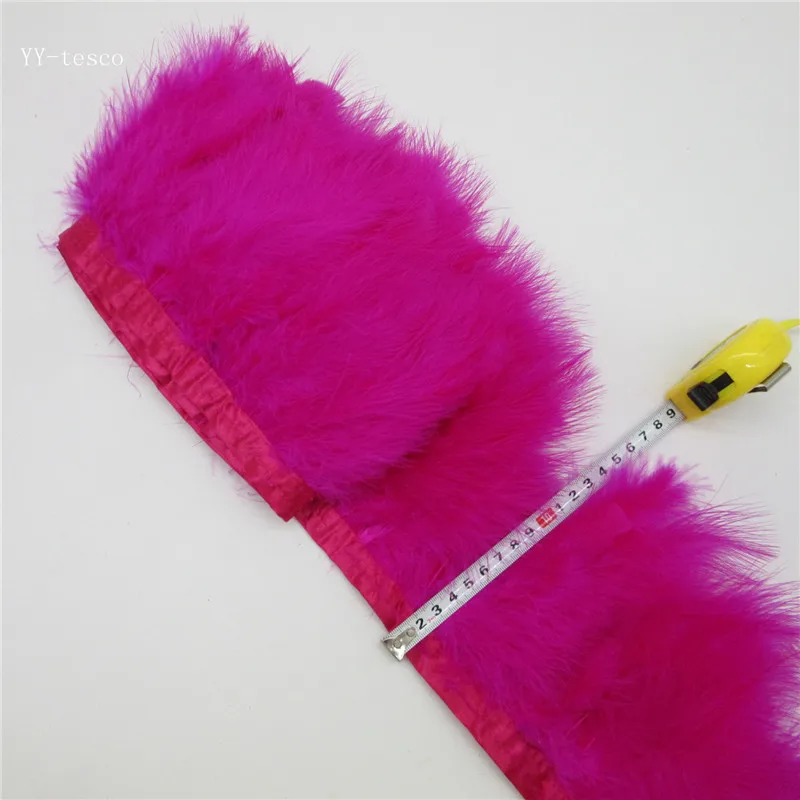 Pa&ntilde;o de poda de plumas de pavo dorado, banda lateral de 10 yardas, 15-18CM, bricolaje, adorno de plumas, artesan&iacute;a decorativa para escenario de Carnaval-4