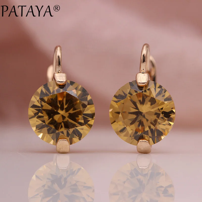 Champagne PATAYA 618, акция, новые градиентные синие свисающие серьги, 585 розовое золото, натуральный циркон, круглые серьги для женщин, Простые Модные ювелирные изделия - Окраска металла: Champagne