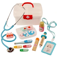 13pcs doctor medical toys dentist toy kids wooden medical kit simulation medicine chest doctor nurses set for kids gift